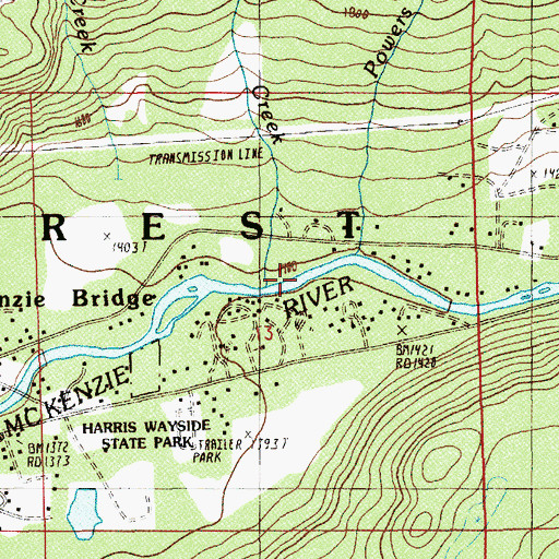 Topographic Map of Glen Creek, OR