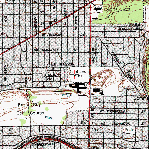 Topographic Map of Glenhaven City Park, OR