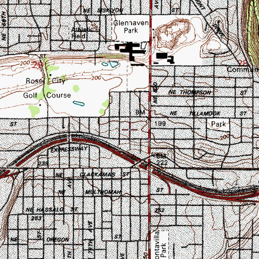 Topographic Map of Glenhaven School (historical), OR