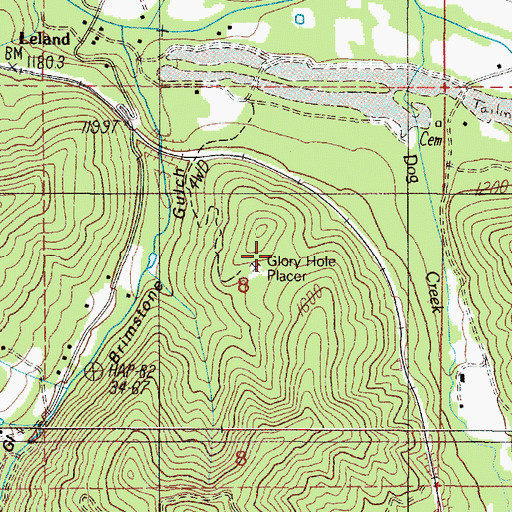 Topographic Map of Glory Hole Placer, OR