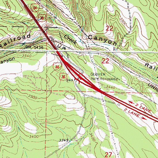 Topographic Map of Glover Interchange, OR