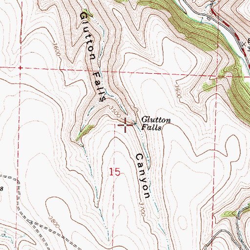 Topographic Map of Glutton Falls, OR