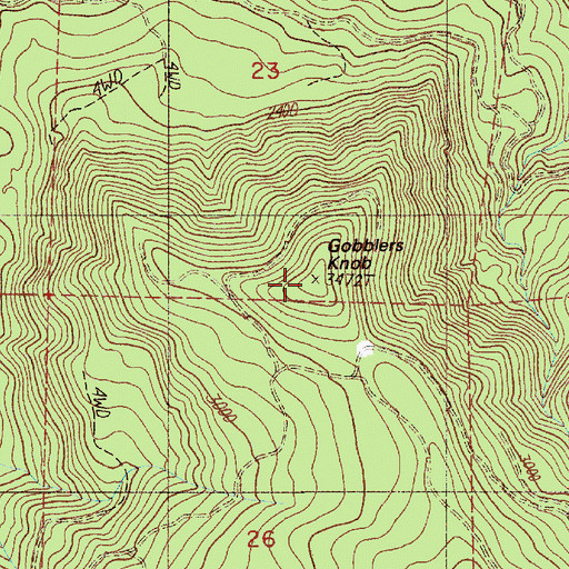Topographic Map of Gobblers Knob, OR