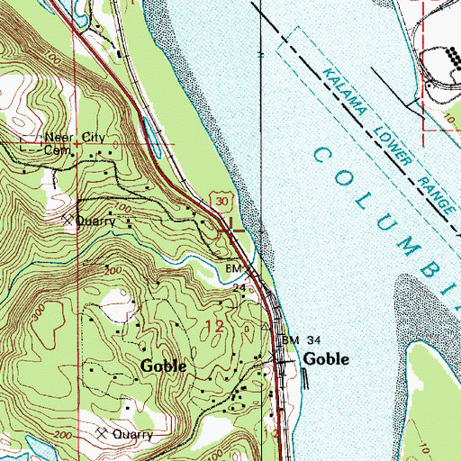 Topographic Map of Goble Creek, OR