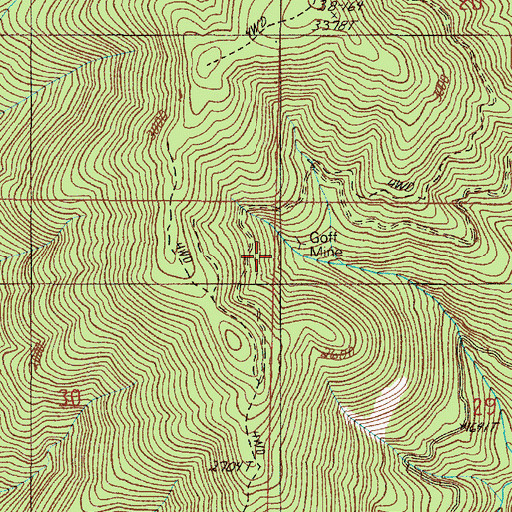 Topographic Map of Goff Mine, OR