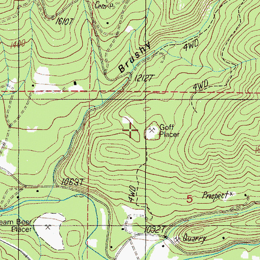 Topographic Map of Goff Placer, OR