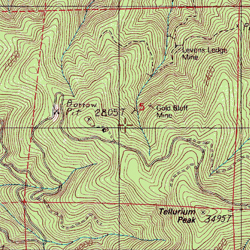 Topographic Map of Gold Bluff Mine, OR