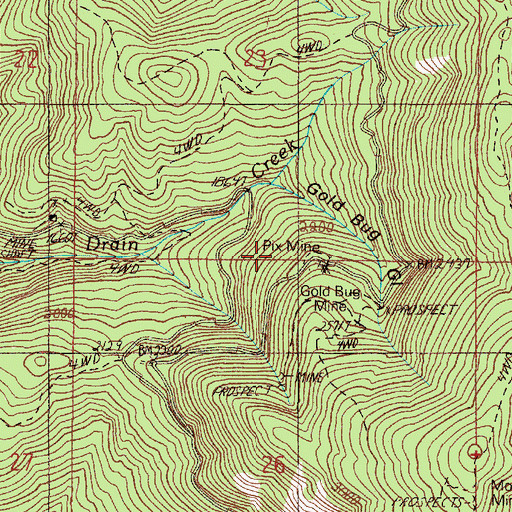 Topographic Map of Gold Bug Mine, OR