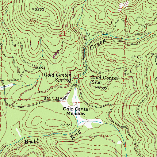 Topographic Map of Gold Center, OR