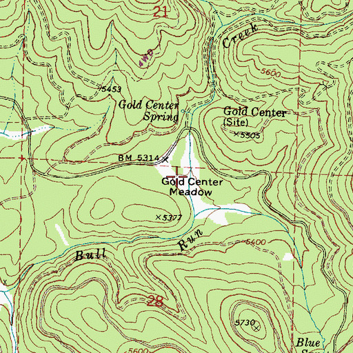 Topographic Map of Gold Center Meadow, OR