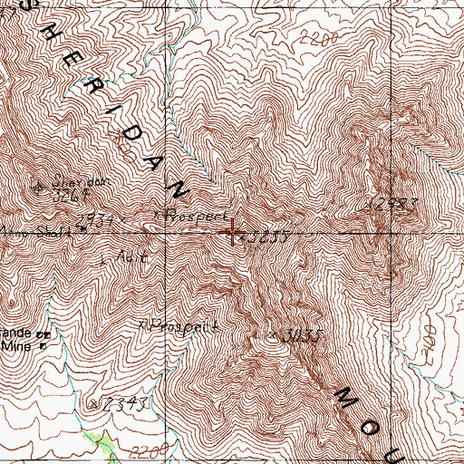 Topographic Map of Sheridan Mountains, AZ