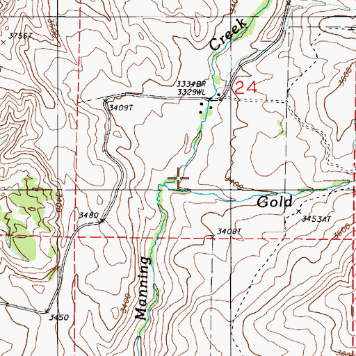 Topographic Map of Gold Creek, OR