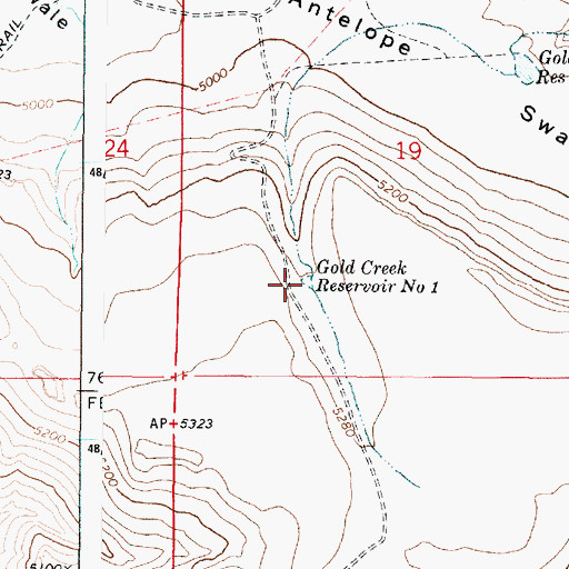 Topographic Map of Gold Creek Reservoir Number One, OR