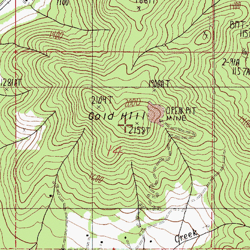 Topographic Map of Gold Hill, OR