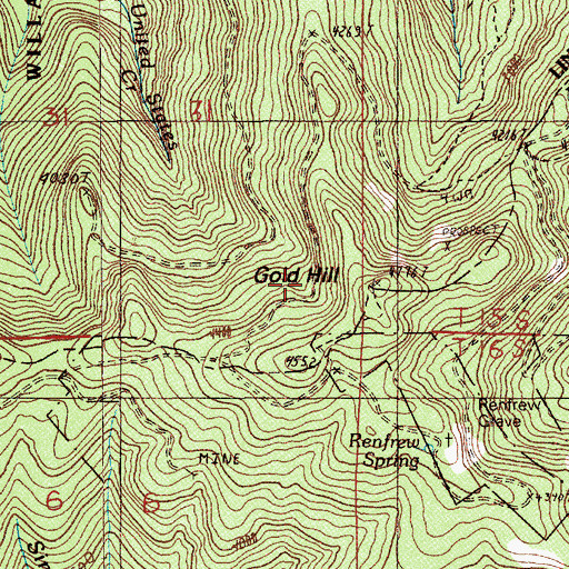 Topographic Map of Gold Hill, OR