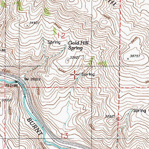 Topographic Map of Gold Hill Spring, OR