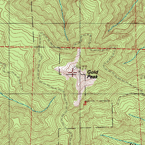 Topographic Map of Gold Peak, OR