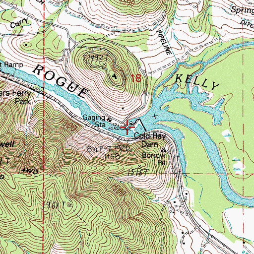 Topographic Map of Gold Ray Dam, OR