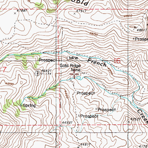 Topographic Map of Gold Ridge Mine, OR
