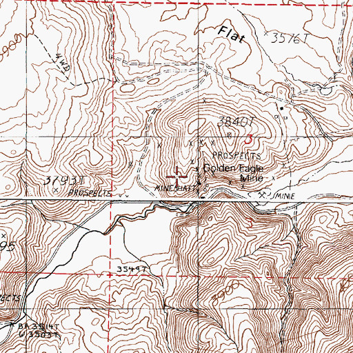 Topographic Map of Golden Eagle Mine, OR