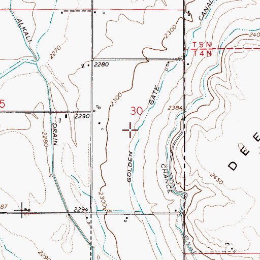 Topographic Map of Golden Gate Canal, OR
