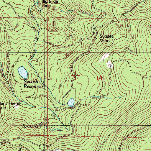 Topographic Map of Golden Ring Mine, OR