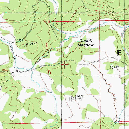Topographic Map of Gooch Meadow, OR