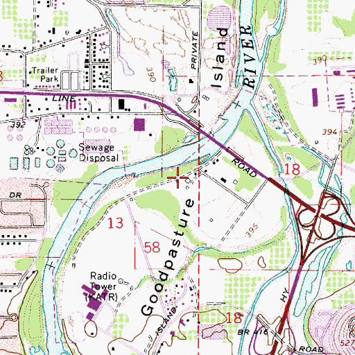 Topographic Map of Goodpasture Island (historical), OR