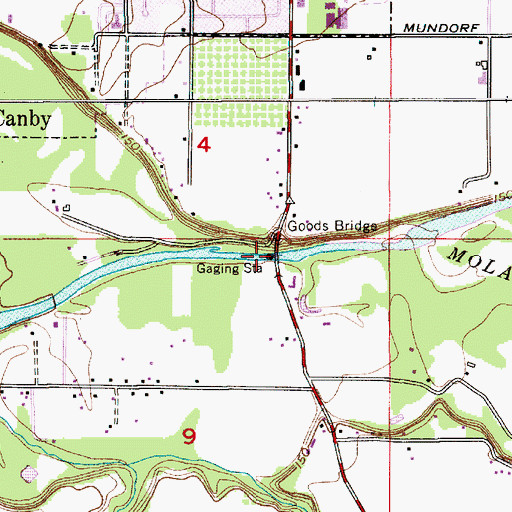 Topographic Map of Goods Bridge, OR