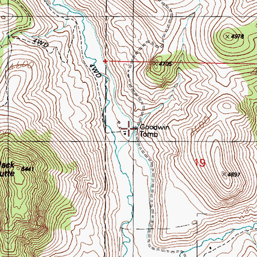 Topographic Map of Goodwin Tomb, OR