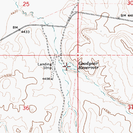 Topographic Map of Goodyear Reservoir, OR