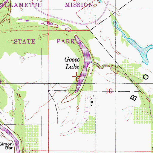 Topographic Map of Goose Lake, OR