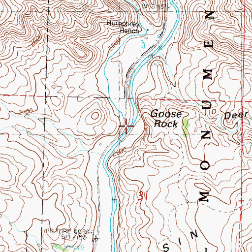 Topographic Map of Goose Rock, OR
