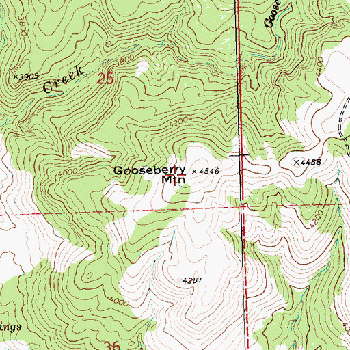 Topographic Map of Gooseberry Mountain, OR