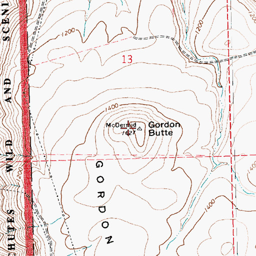 Topographic Map of Gordon Butte, OR