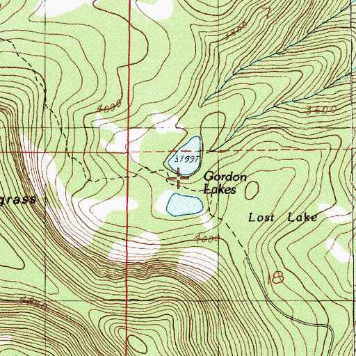Topographic Map of Gordon Lakes, OR