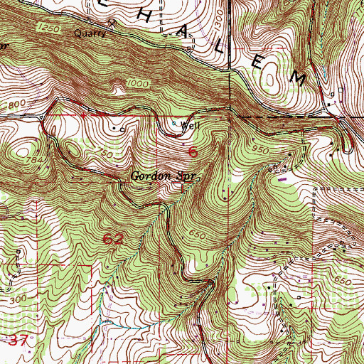 Topographic Map of Gordon Spring, OR