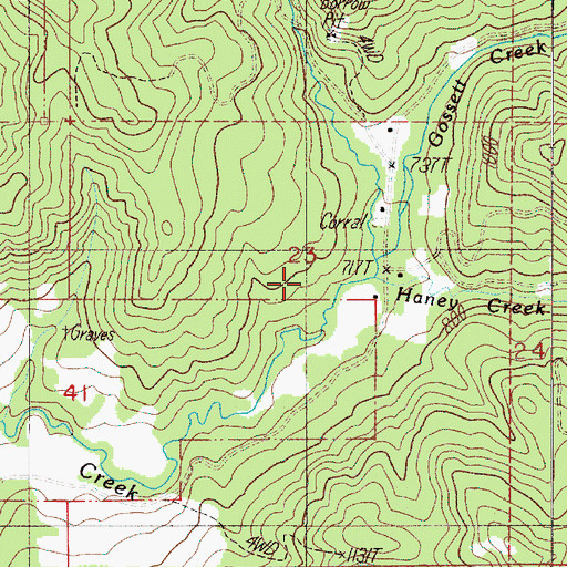 Topographic Map of Gossett Creek, OR
