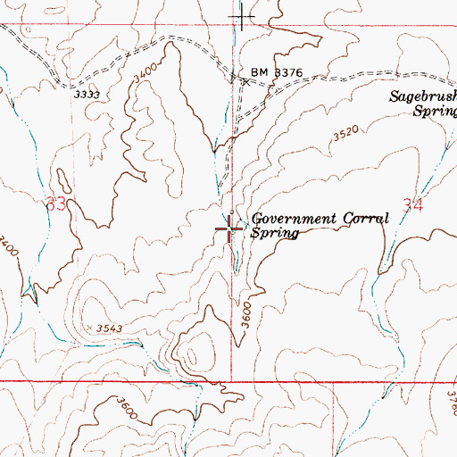 Topographic Map of Government Corral Spring, OR