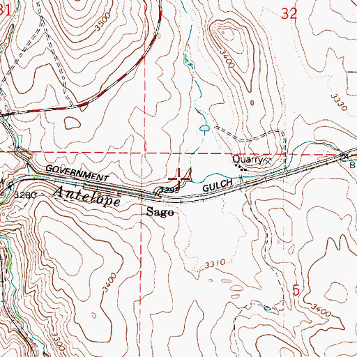 Topographic Map of Government Gulch, OR