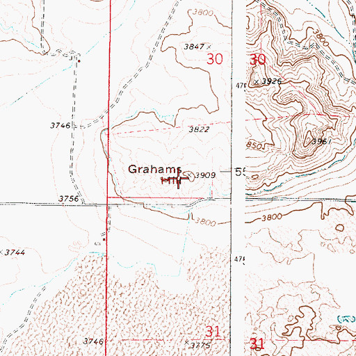 Topographic Map of Grahams Hill, OR