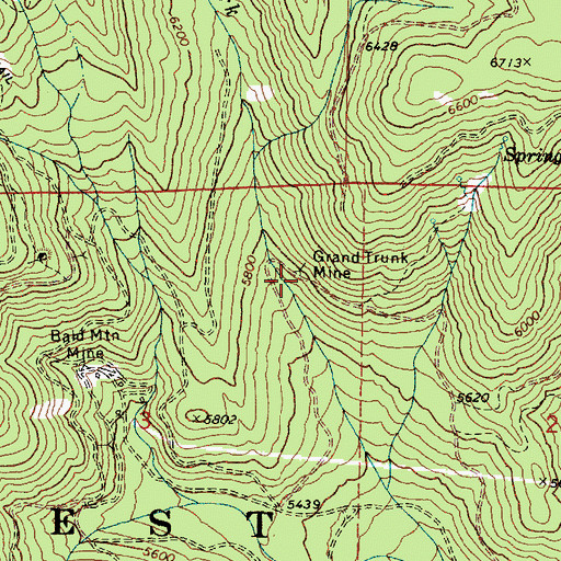 Topographic Map of Grand Trunk Mine, OR