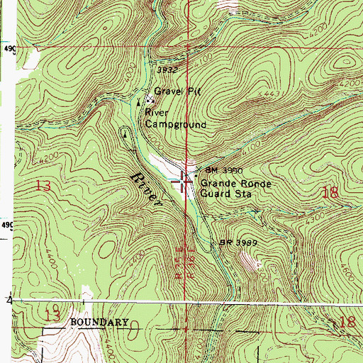 Topographic Map of Grande Ronde Guard Station, OR