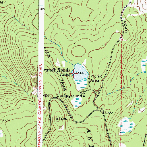 Topographic Map of Grande Ronde Lake, OR