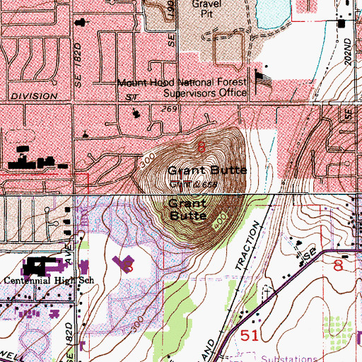 Topographic Map of Grant Butte, OR