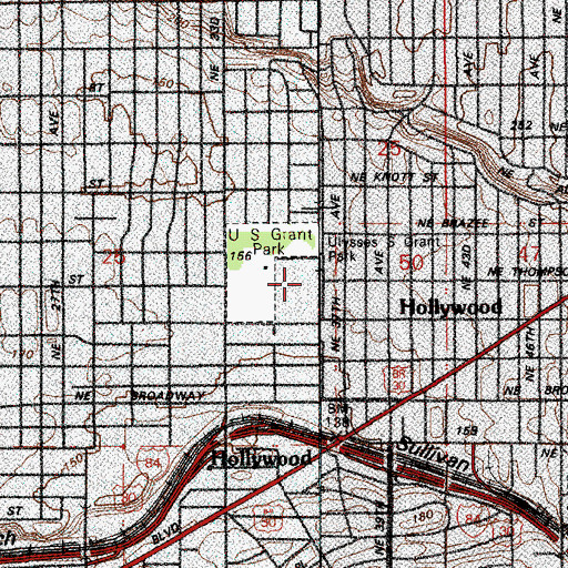 Topographic Map of Grant High School, OR