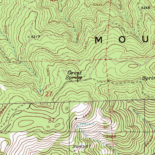 Topographic Map of Grant Spring, OR