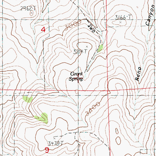 Topographic Map of Grant Spring, OR