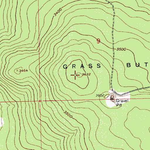 Topographic Map of Grass Butte, OR