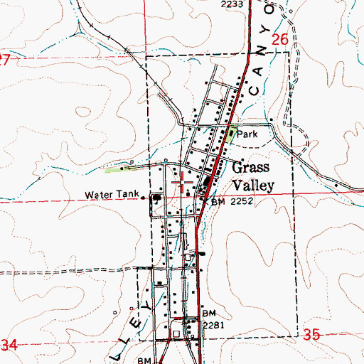 Topographic Map of Grass Valley, OR